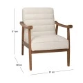 LOUNGE ARMCHAIR MADE OF RUBBER WOOD WITH CREAM BOUCLE FABRIC 81X66X81CM