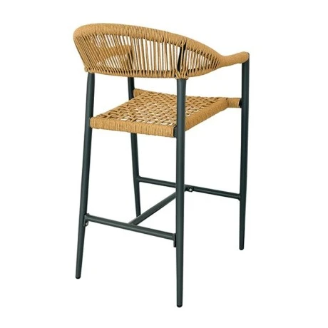 Σκαμπό μπαρ Madison αλουμίνιο χρώμα ανθρακί - rope wicker χρώμα φυσικό 56x57x100εκ.