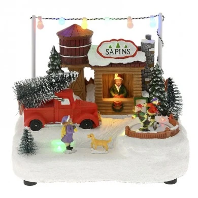 CHRISTMAS TREE FARM SHOP ANIMATED WITH LIGHTS AND MUSIC 20Χ14Χ17CM