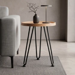 MATRIX Coffee Table D.45x55cm Natural/Metal Black MATRIX Coffee Table D.45x55cm Natural/Metal Black