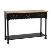 BLACK WOODEN CONSOLE TABLE WITH WOODEN TOP 120X33X82CM
