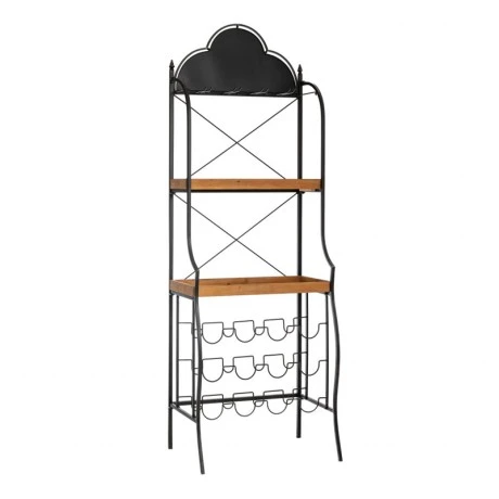 DECO BLACK METALLIC SHELF BAR WITH WOODEN SHELVES 59Χ37Χ173CM