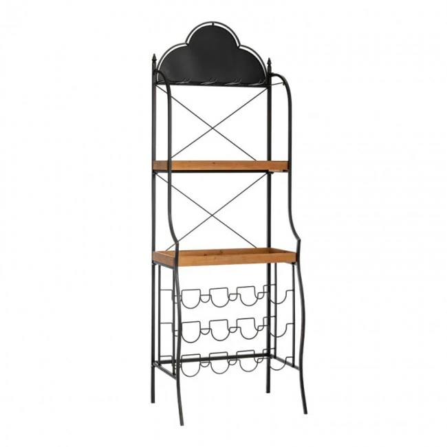 ΜΑΥΡΗ ΜΕΤΑΛΛΙΚΗ ΡΑΦΙΕΡΑ ΕΠΙΠΛΟ ΜΠΑΡ ΜΕ ΞΥΛΙΝΑ ΡΑΦΙΑ 59Χ37Χ173ΕΚ