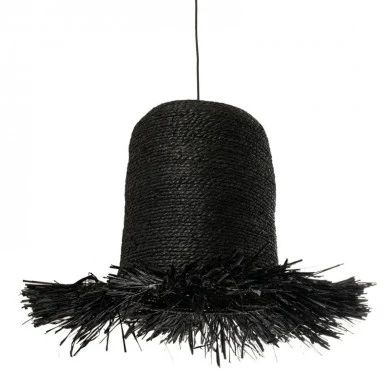 DECO BLACK SEAGRASSANDRAFFIA WEAVED CEILING LIGHT D40x47CM