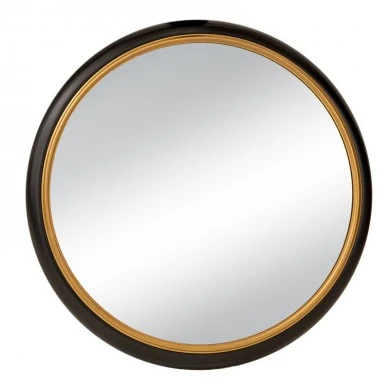 BLACK METAL ROUND WALL MIRROR D62CM