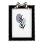 BLACK METAL PHOTO FRAME WITH SILVER BOW AND PEARLS 19Χ13CM