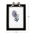 BLACK METAL PHOTO FRAME WITH SILVER BOW AND PEARLS 19Χ13CM
