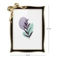BLACK METAL PHOTO FRAME WITH GOLD BOW 21X16CM