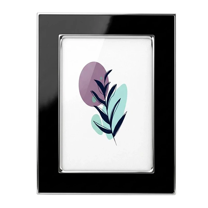 BLACK WITH SILVER COVER METAL FRAME WITH LIQUID GLASS EFFECT 19X14CM