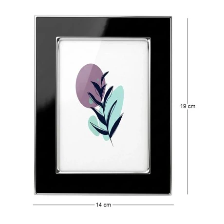 BLACK WITH SILVER COVER METAL FRAME WITH LIQUID GLASS EFFECT 19X14CM