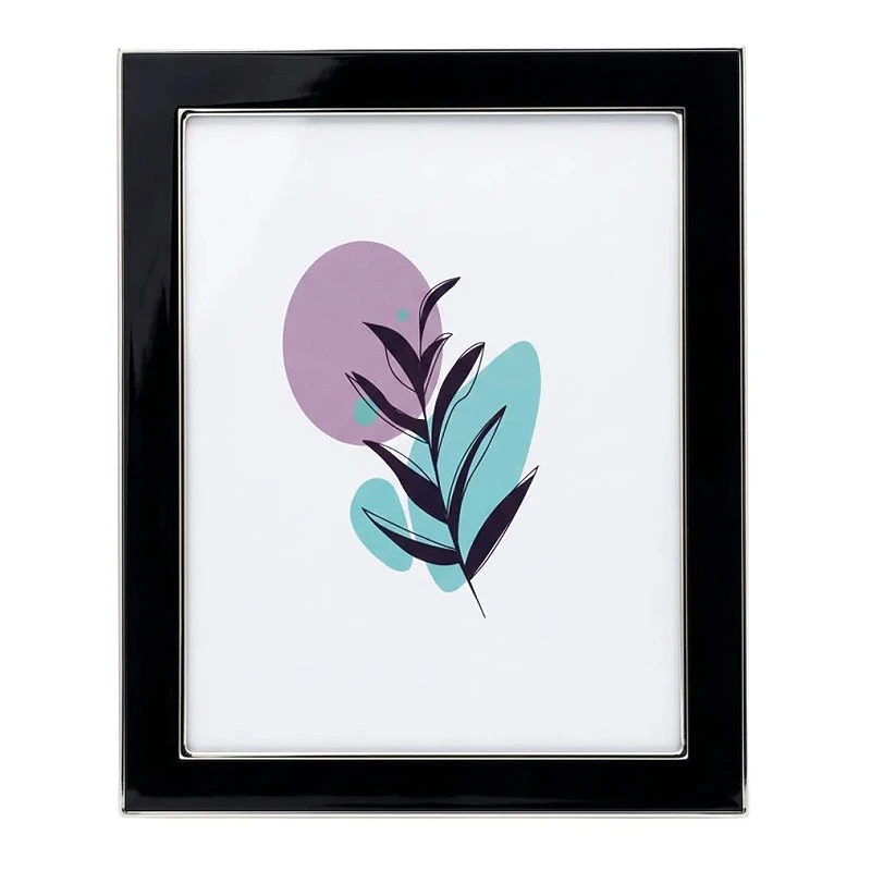 BLACK WITH SILVER COVER METAL PHOTO FRAME WITH LIQUID GLASS EFFECT 21,5X16,5CM