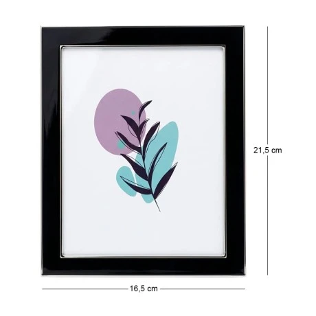 BLACK WITH SILVER COVER METAL PHOTO FRAME WITH LIQUID GLASS EFFECT 21,5X16,5CM