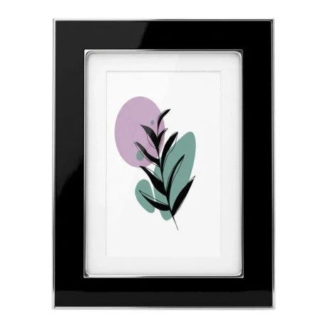 BLACK WITH SILVER COVER METAL PHOTO FRAME WITH LIQUID GLASS EFFECT 29X24CM
