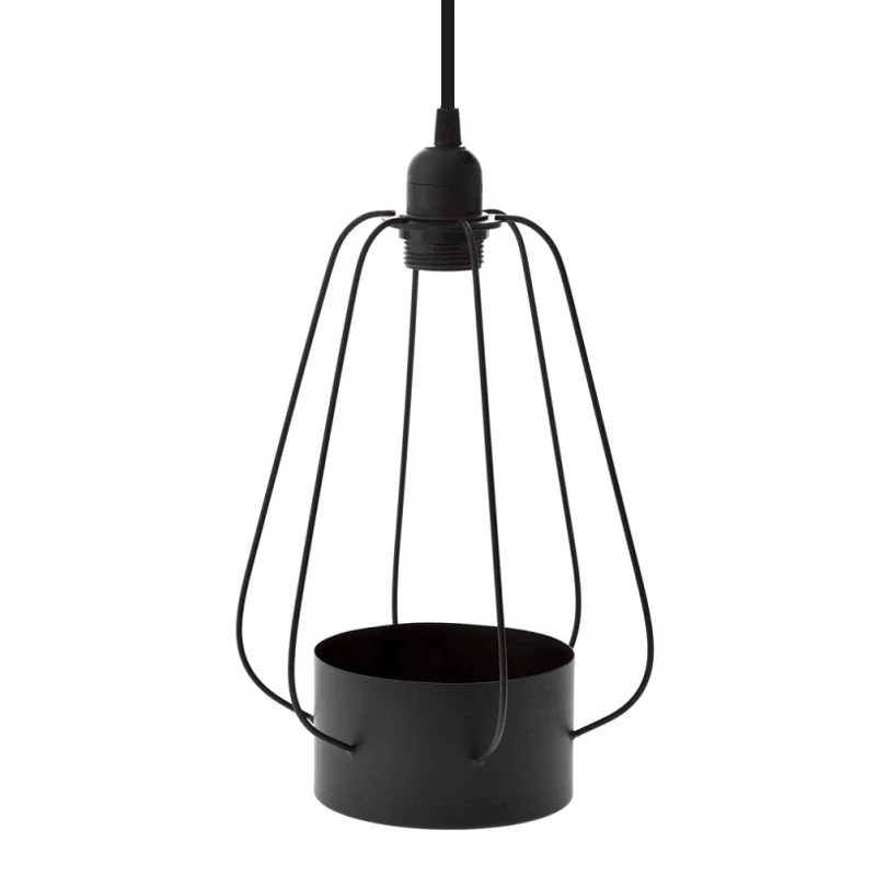 DECO BLACK METAL LAMP WITH POT 21X29CM