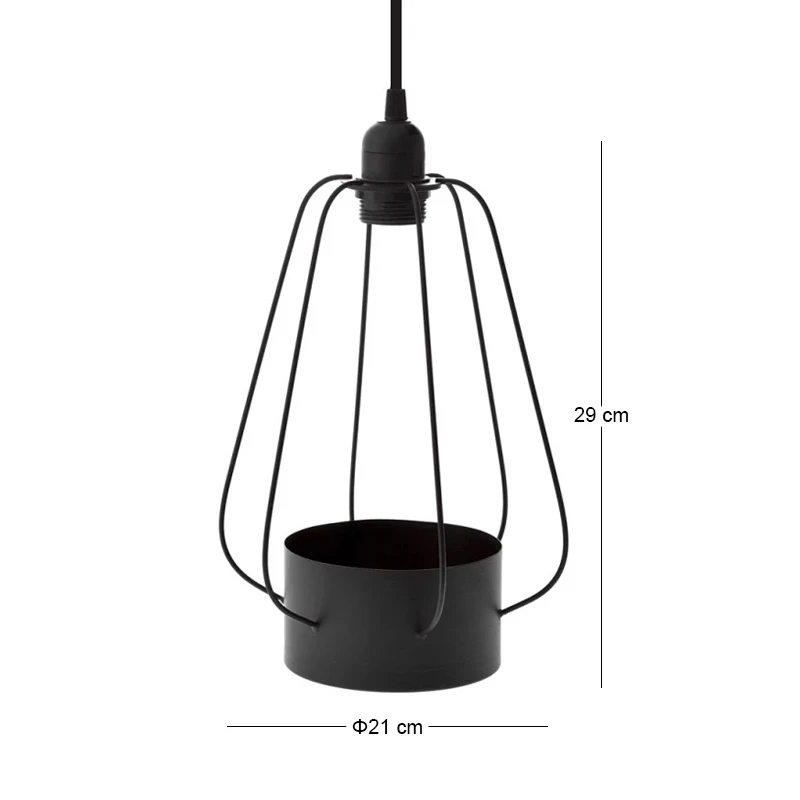 DECO BLACK METAL LAMP WITH POT 21X29CM
