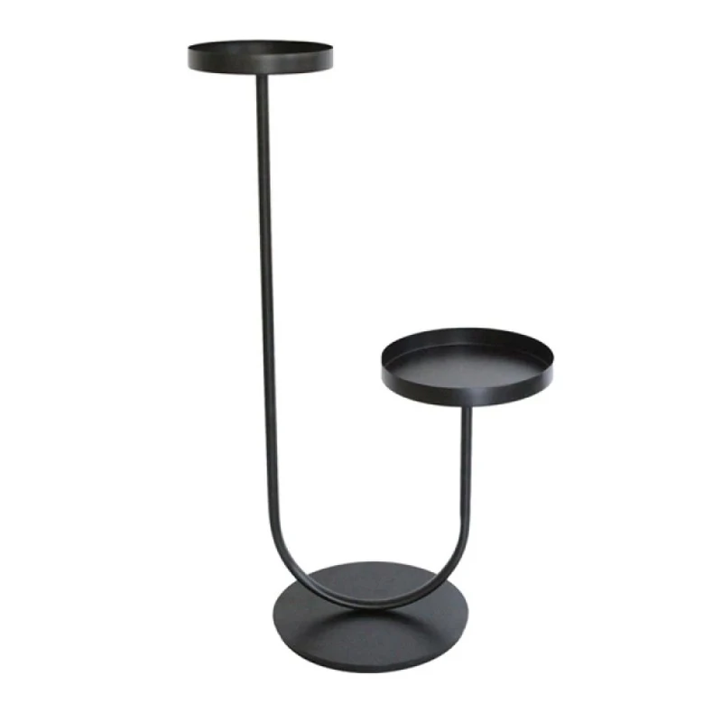 BLACK METAL FLOWER STAND IN TWO LEVELS 49Χ28Χ80CM