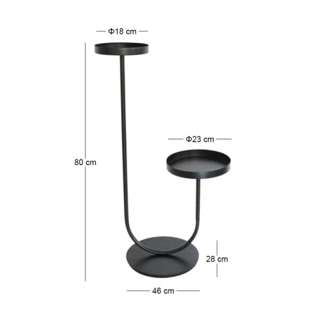 BLACK METAL FLOWER STAND IN TWO LEVELS 49Χ28Χ80CM