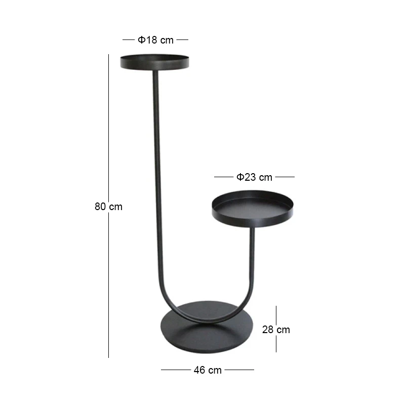 BLACK METAL FLOWER STAND IN TWO LEVELS 49Χ28Χ80CM