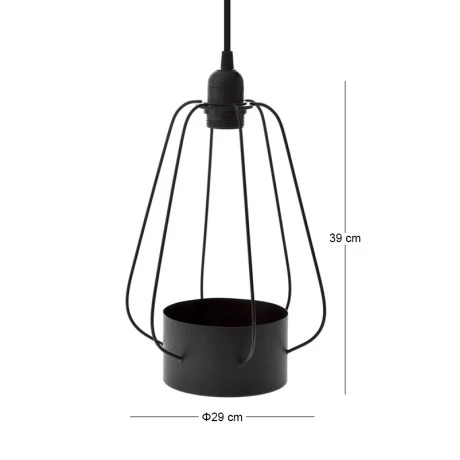 DECO BLACK METAL LAMP WITH POT 29X39CM