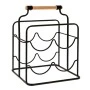 BLACK METAL WINE RACK FOR 4 BOTTLES WITH WOODEN HANDLE 26X23,5X32CM