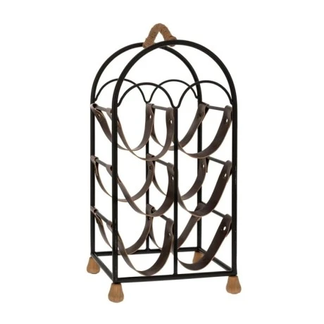 BLACK METAL WINE RACK FOR 6 BOTTLES 27X19,5X51CM