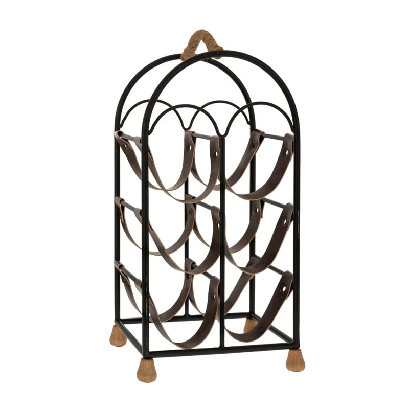 BLACK METAL WINE RACK FOR 6 BOTTLES 27X19,5X51CM
