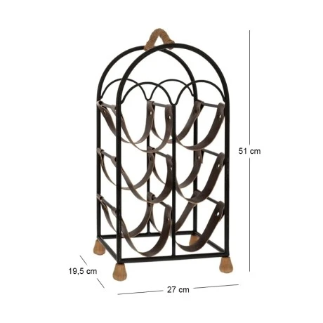 BLACK METAL WINE RACK FOR 6 BOTTLES 27X19,5X51CM