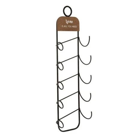 BLACK METAL WALL WINE RACK FOR 5 BOTTLES 19,5X12X71CM