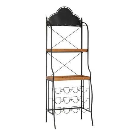 DECO BLACK METALLIC SHELF BAR WITH WOODEN SHELVES 59Χ37Χ173CM