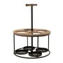 BLACK METAL ROUND WINE RACK FOR 4 BOTTLES WITH WOODEN DETAILS 30X30X39,5CM