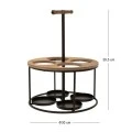 BLACK METAL ROUND WINE RACK FOR 4 BOTTLES WITH WOODEN DETAILS 30X30X39,5CM