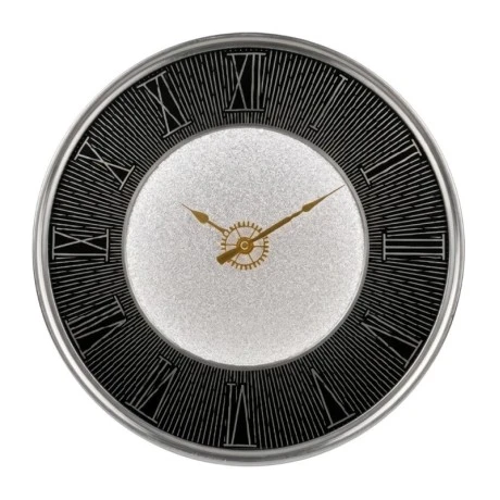 PLASTIC WALL CLOCK IN BLACK SILVER COLOR WITH LIGHT D40X4,5CM