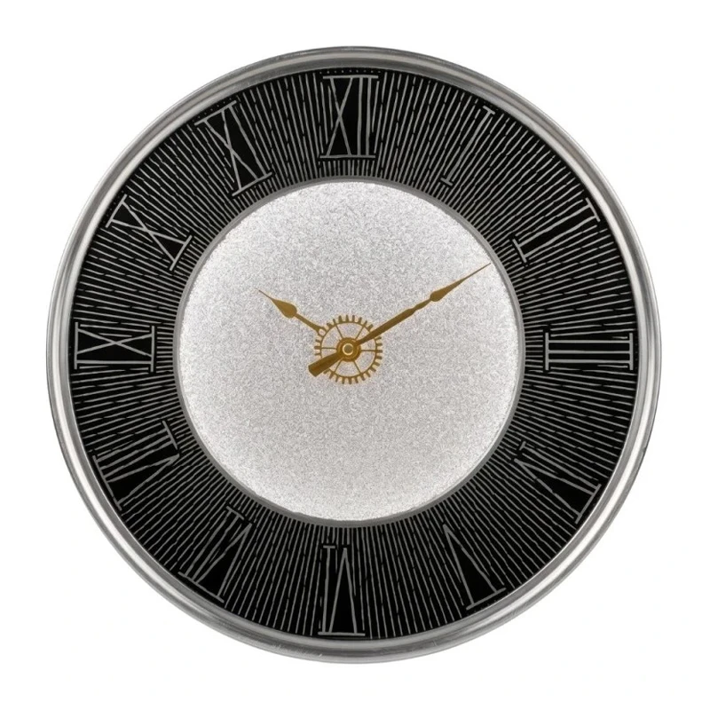 PLASTIC WALL CLOCK IN BLACK SILVER COLOR WITH LIGHT D40X4,5CM
