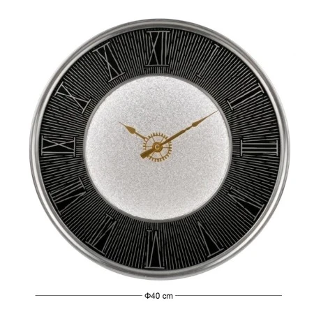 PLASTIC WALL CLOCK IN BLACK SILVER COLOR WITH LIGHT D40X4,5CM