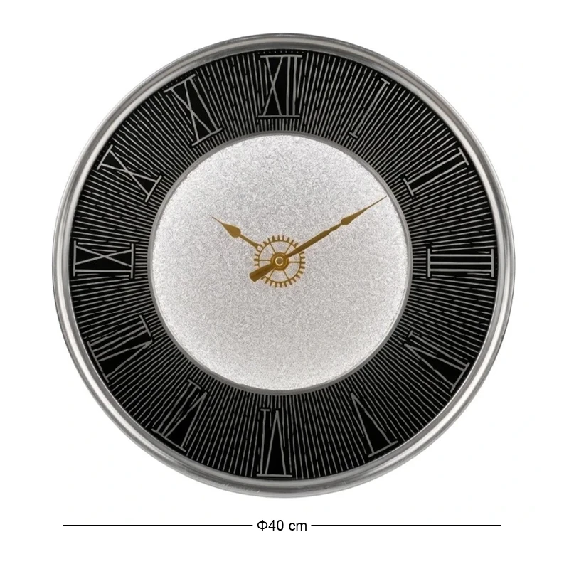 PLASTIC WALL CLOCK IN BLACK SILVER COLOR WITH LIGHT D40X4,5CM