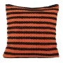 BROWN WITH BLACK STRIPES COTTON FABRIC FILLED CUSHION 50X50CM