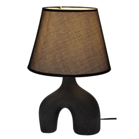 BLACK CERAMIC LAMP  WITH HAT 38.5CM