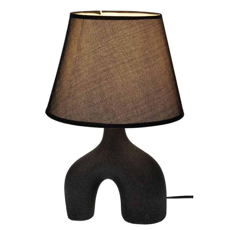 BLACK CERAMIC LAMP  WITH HAT 38.5CM