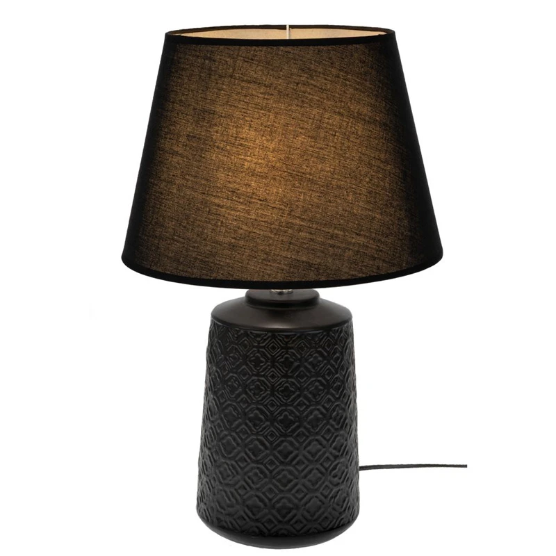 BLACK CERAMIC LAMP WITH BLACK HAT 60CM