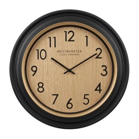 PLASTIC WALL CLOCK IN BLACK BEIGE COLOR D75X6CM