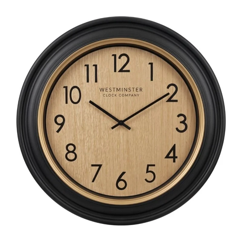 PLASTIC WALL CLOCK IN BLACK BEIGE COLOR D75X6CM