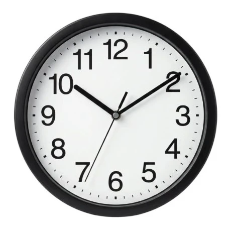PLASTIC WALL CLOCK IN BLACK COLOR D22X4CM