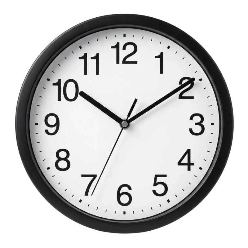 PLASTIC WALL CLOCK IN BLACK COLOR D22X4CM