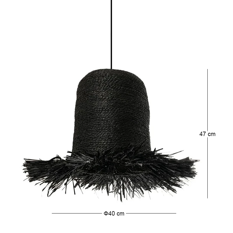 DECO BLACK SEAGRASSANDRAFFIA WEAVED CEILING LIGHT D40x47CM