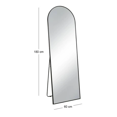 BLACK METAL FLOOR MIRROR WITH TOUCH SCREEN LED LIGHT D60X180CM
