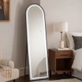 BLACK METAL FLOOR MIRROR WITH TOUCH SCREEN LED LIGHT D50X170