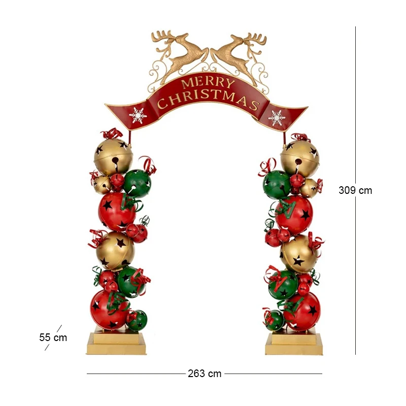 CHRISTMAS SQUARE ARCH WITH BELLS 263X55X309CM