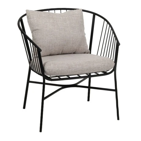 METAL BLACK ARMCHAIR WITH WHITE PILLOWS 68Χ62Χ77CM.