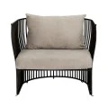 METAL BLACK ARMCHAIR WITH WHITE PILLOW 74Χ67Χ65CM.