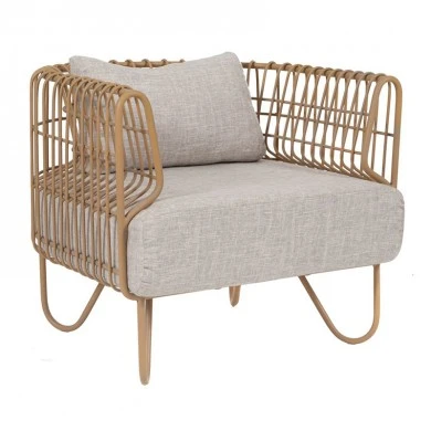 CREAM METAL ARMCHAIR WITH WHITE PILLOWS 76Χ66Χ65CM